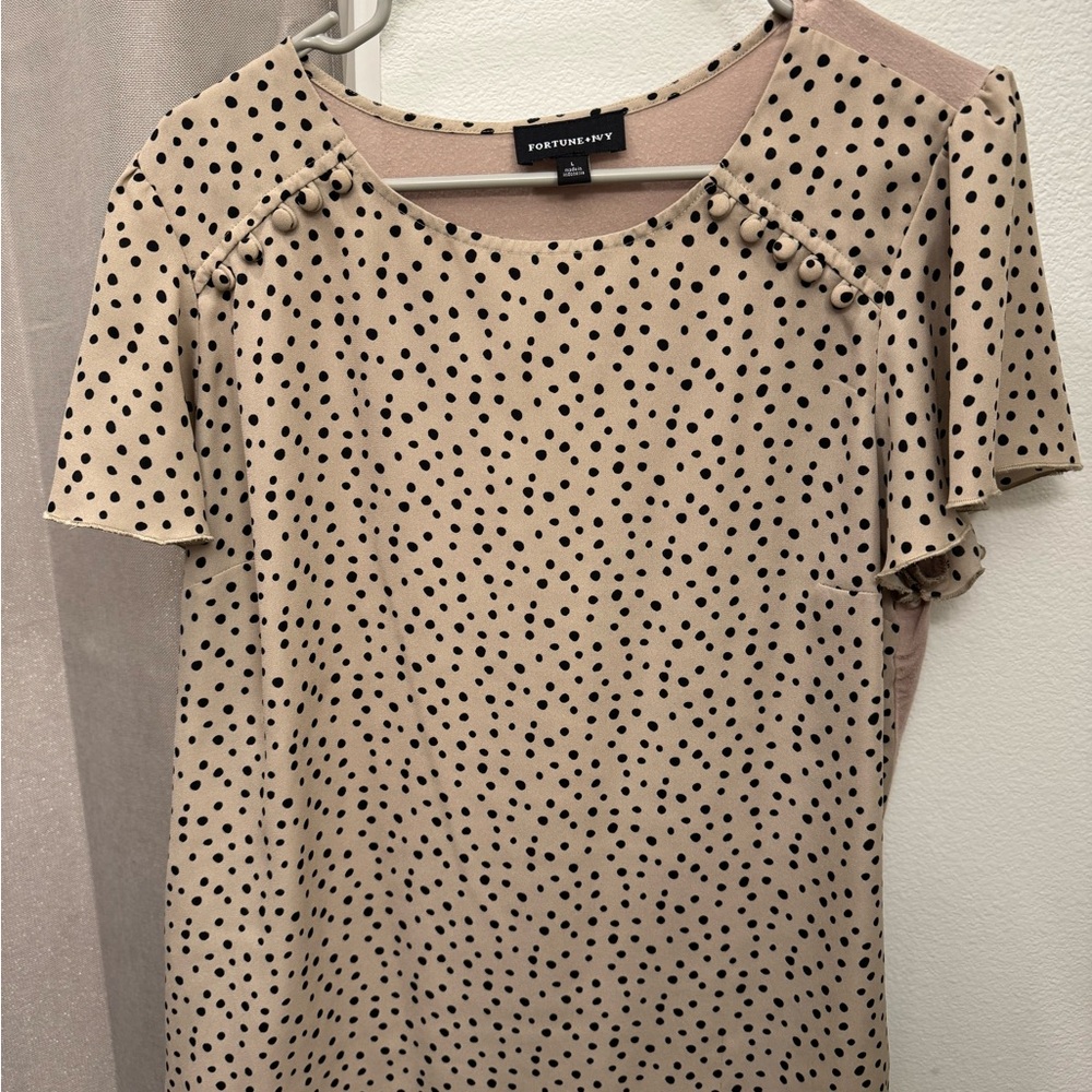 Portion & Ivy Women's Polka Dot Blouse - Beige